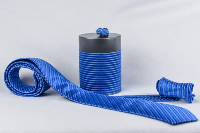 Skinny Blue Striped Tie