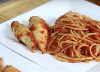Spaghetti and stuffed calamari
