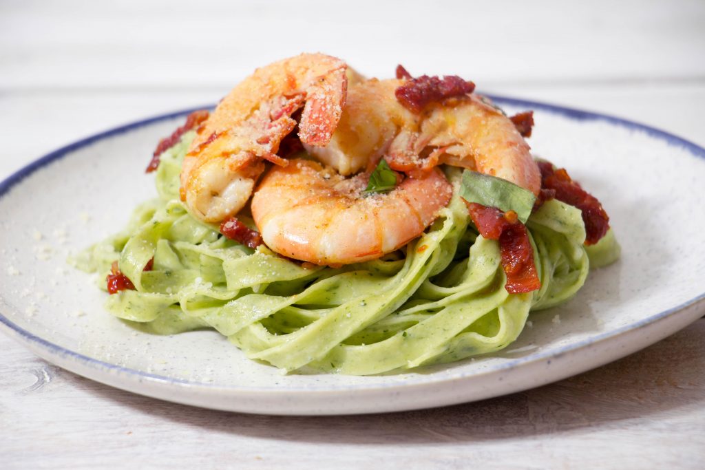 SPINACH TAGLIOLINI  WITH SHRIMP